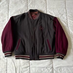 Chaps Black and Burgundy Bomber Jacket
